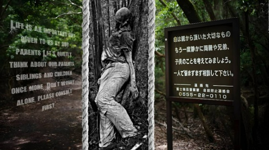 la forêt d'Aokigahara au Japon