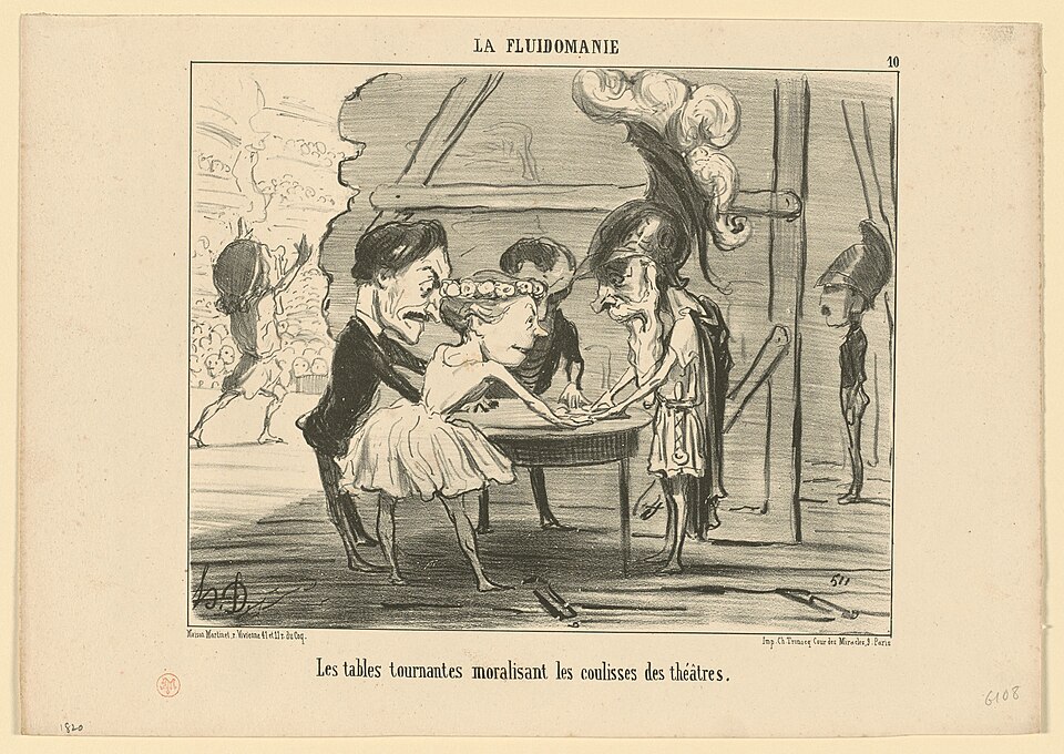 Les tables tournantes 1853 Croquis publié dans le Charivari (15 février 1854)